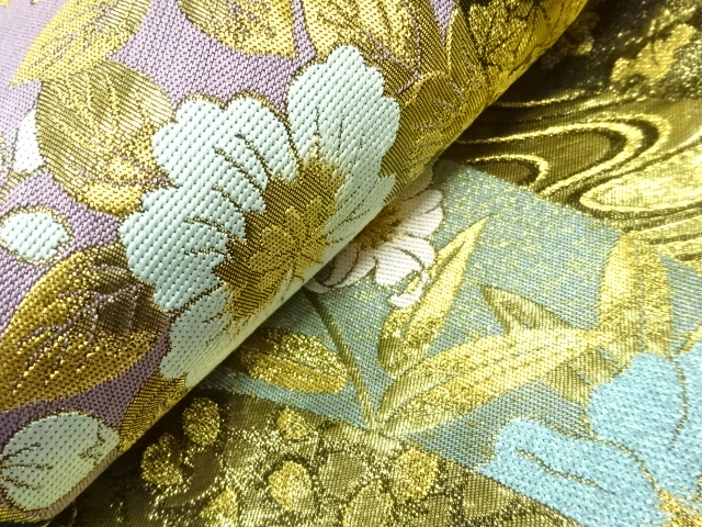  本金花鳥模様織出し丸帯